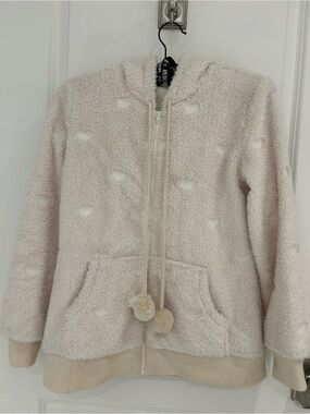 Cozy Plush Zip Hoodie Jacket in Cream
